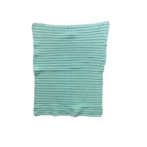 Vintage Mint Green Crochet Baby Blanket 34" x 27" Scalloped Edge